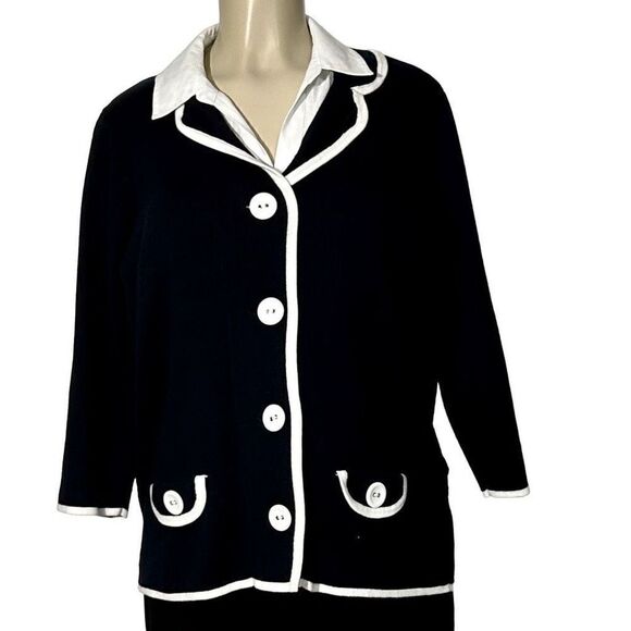 TanJay Jacket Women's Medium Shacket Black & White Classy Sophisticated Work - Picture 6 of 11